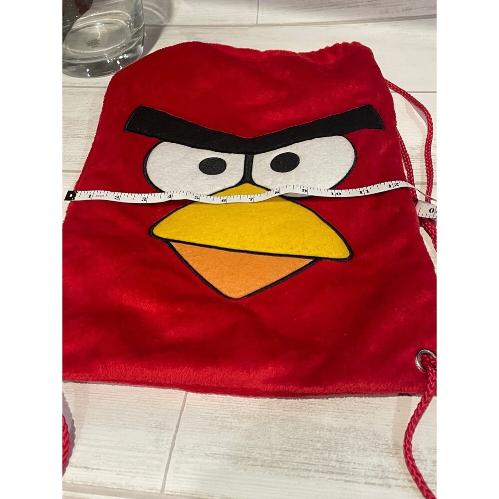 Angry Bitd cinch sack bag drawstring bag red fuzzy